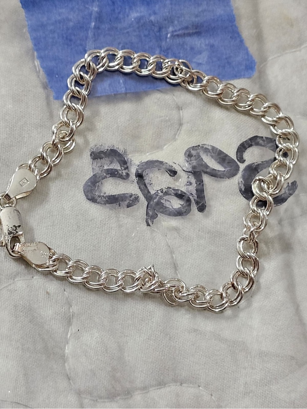 Italian Sterling Silver Double Link Charm Bracelet